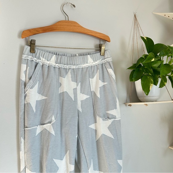 🩷ALTARD STATE BLUE WHITE STAR HIGH WAISTED JOGGER SWEATPANTS LOUNGE SIZE SMALL - Picture 2 of 5